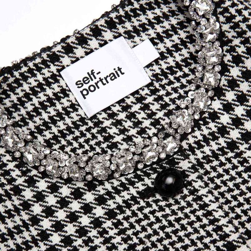 Self Portrait Houndstooth Crystal Trim Jacket image number 2